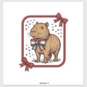 Vintage Patriotic Capybara Bow Tie Shirt Design_1