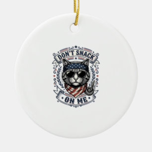 Vintage Patriotic Cat Don’t Snack On Me Ceramic Tree Decoration
