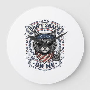 Vintage Patriotic Cat Don’t Snack On Me Large Clock