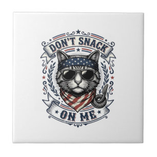 Vintage Patriotic Cat Don’t Snack On Me Tile