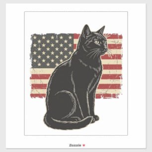 Vintage Patriotic Cat Flag Graphic T-Shirt Design_