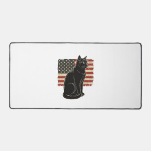 Vintage Patriotic Cat Flag Graphic T-Shirt Design_ Desk Mat