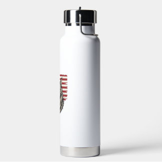 Vintage Patriotic Cat Flag Vector Shirt Design_1 Water Bottle