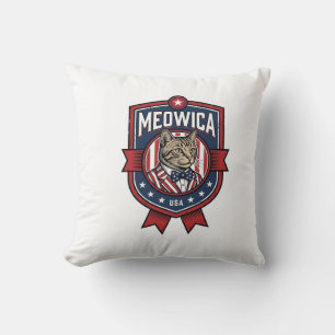 Vintage Patriotic Cat Meowica USA Shirt Design_1 Cushion