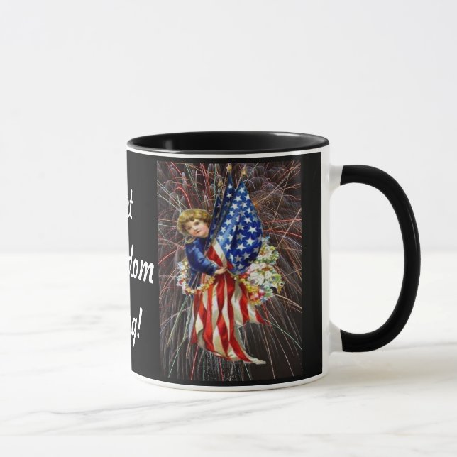 Vintage Patriotic Child and Fireworks Mug (Right)