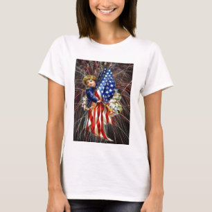 Vintage Patriotic Child and Fireworks T-Shirt