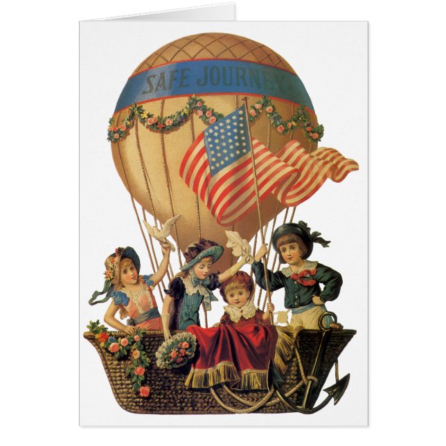 Vintage Patriotic, Children in a Hot Air Balloon (Front)