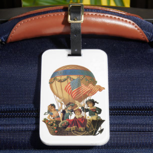 Vintage Patriotic, Children in a Hot Air Balloon Luggage Tag
