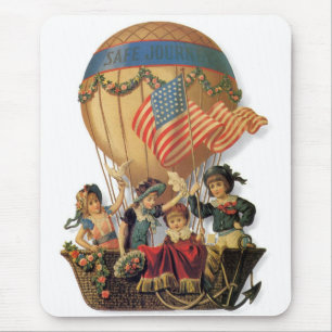 Vintage Patriotic, Children in a Hot Air Balloon Mouse Mat