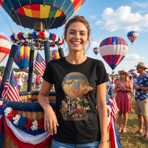 Vintage Patriotic, Children in a Hot Air Balloon T-Shirt