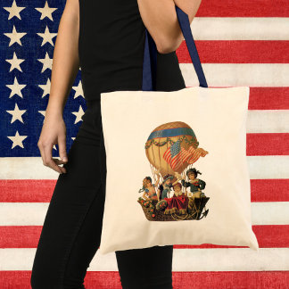 Vintage Patriotic, Children in a Hot Air Balloon Tote Bag
