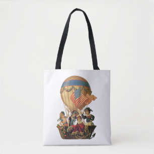 Vintage Patriotic, Children in a Hot Air Balloon Tote Bag