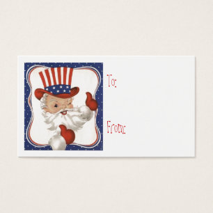 Vintage Patriotic Christmas Santa Gift Tags