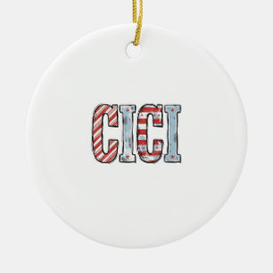Vintage Patriotic CICI Name Vector Shirt Design_1 Ceramic Tree Decoration