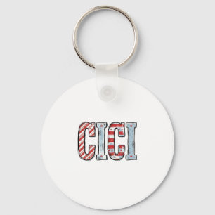 Vintage Patriotic CICI Name Vector Shirt Design_1 Key Ring