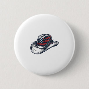 Vintage Patriotic Cowboy Hat Flower Shirt Design_1 6 Cm Round Badge