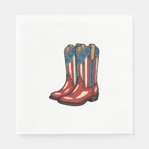 Vintage Patriotic Cowgirl Boots Western Shirt_1 Napkin