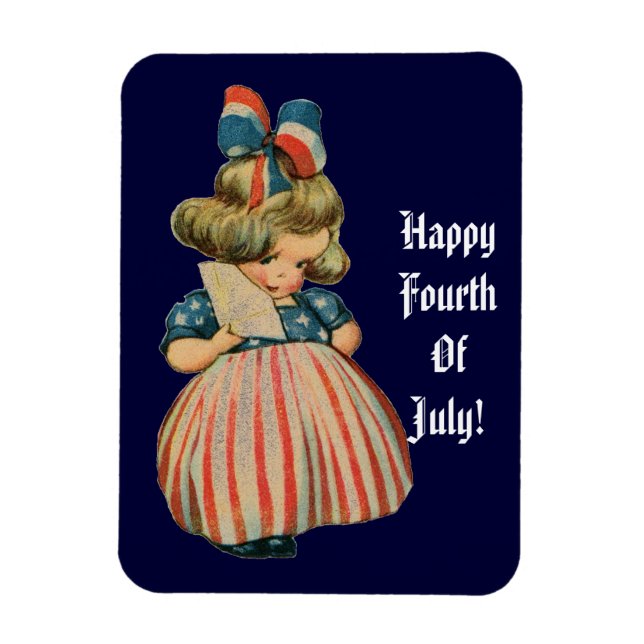Vintage Patriotic Cutie Magnet (Vertical)