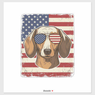 Vintage Patriotic Dachshund Flag Sunglasses Vector