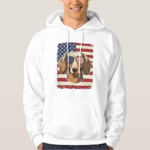 Vintage Patriotic Dachshund Flag Sunglasses Vector Hoodie