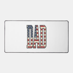 Vintage Patriotic Dad Flag Lettering Shirt Design_ Desk Mat