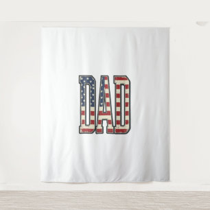 Vintage Patriotic Dad Flag Lettering Shirt Design_ Tapestry