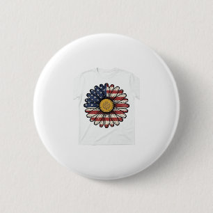 Vintage Patriotic Daisy Flower Vector Design_1 6 Cm Round Badge