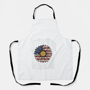 Vintage Patriotic Daisy Flower Vector Design_1 Apron