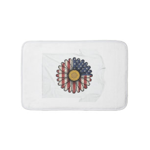 Vintage Patriotic Daisy Flower Vector Design_1 Bath Mat