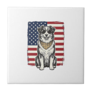 Vintage Patriotic Dog American Flag Shirt Design_1 Tile