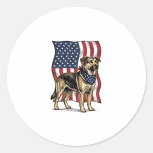 Vintage Patriotic Dog Flag Vector Shirt Design_1 Classic Round Sticker