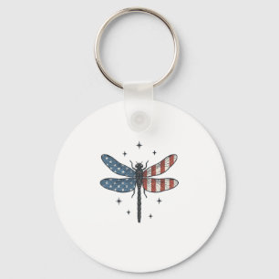 Vintage Patriotic Dragonfly Vector Shirt Design_1 Key Ring