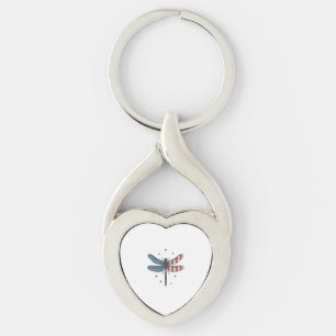 Vintage Patriotic Dragonfly Vector Shirt Design_1 Key Ring