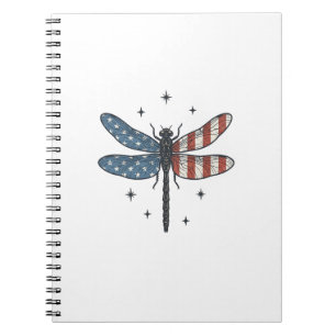Vintage Patriotic Dragonfly Vector Shirt Design_1 Notebook
