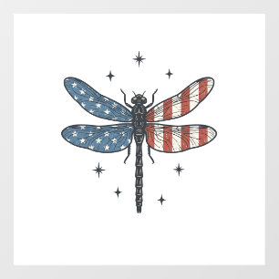 Vintage Patriotic Dragonfly Vector Shirt Design_1 Window Cling
