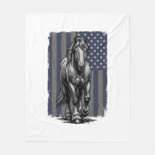 Vintage Patriotic Draught Horse Flag Vector Design Fleece Blanket