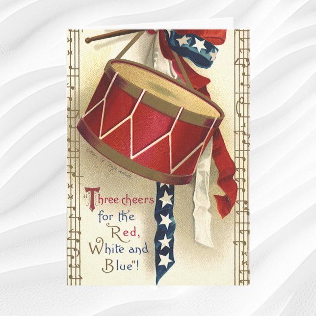 Vintage Patriotic, Drums with Musical Notes Card (Creator Uploaded)
