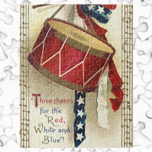 Vintage Patriotic, Drums with Musical Notes Jigsaw Puzzle