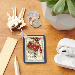 Vintage Patriotic, Drums with Musical Notes Key Ring