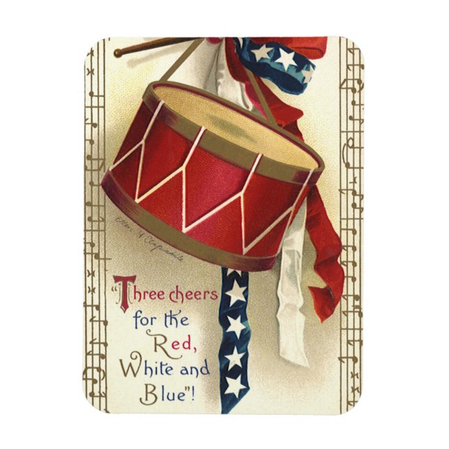 Vintage Patriotic, Drums with Musical Notes Magnet (Vertical)