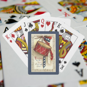 Vintage Patriotic, Drums with Musical Notes Playing Cards