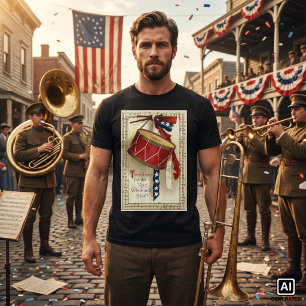 Vintage Patriotic, Drums with Musical Notes T-Shirt