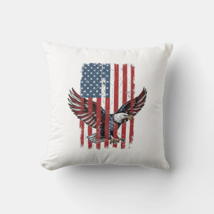 Vintage Patriotic Eagle Flag Shirt Design_1 Cushion