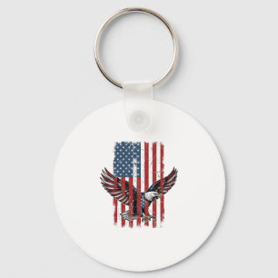 Vintage Patriotic Eagle Flag Shirt Design_1 Key Ring