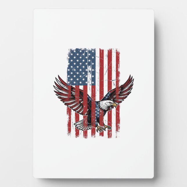 Vintage Patriotic Eagle Flag Shirt Design_1 Plaque (Front)