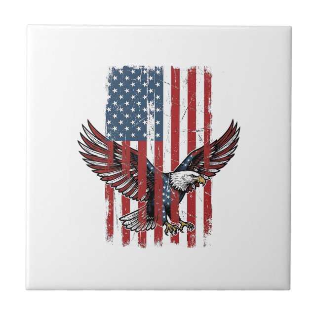 Vintage Patriotic Eagle Flag Shirt Design_1 Tile (Front)