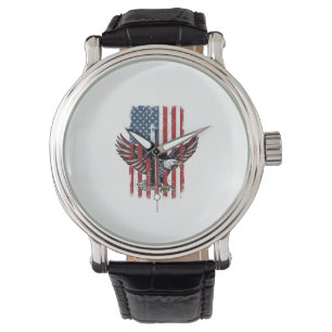 Vintage Patriotic Eagle Flag Shirt Design_1 Watch