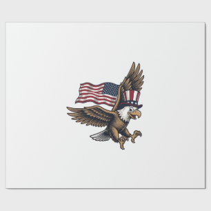 Vintage Patriotic Eagle Flag Shirt Design_1 Wrapping Paper