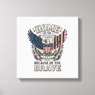Vintage Patriotic Eagle Home of the Free Shirt_1 Canvas Print