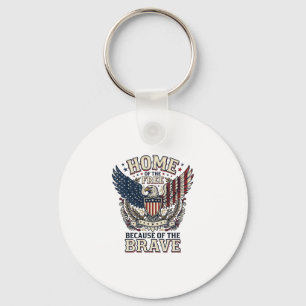 Vintage Patriotic Eagle Home of the Free Shirt_1 Key Ring